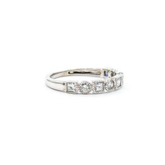 14K White Gold Stackable Band with Round & Princess Cut Diamonds