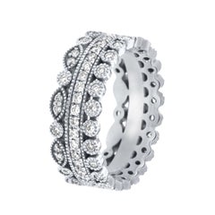 14K White Gold Stackable Eternity Diamond Band