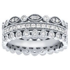 14K White Gold Stackable Eternity Diamond Band