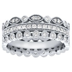 14K White Gold Stackable Eternity Diamond Band