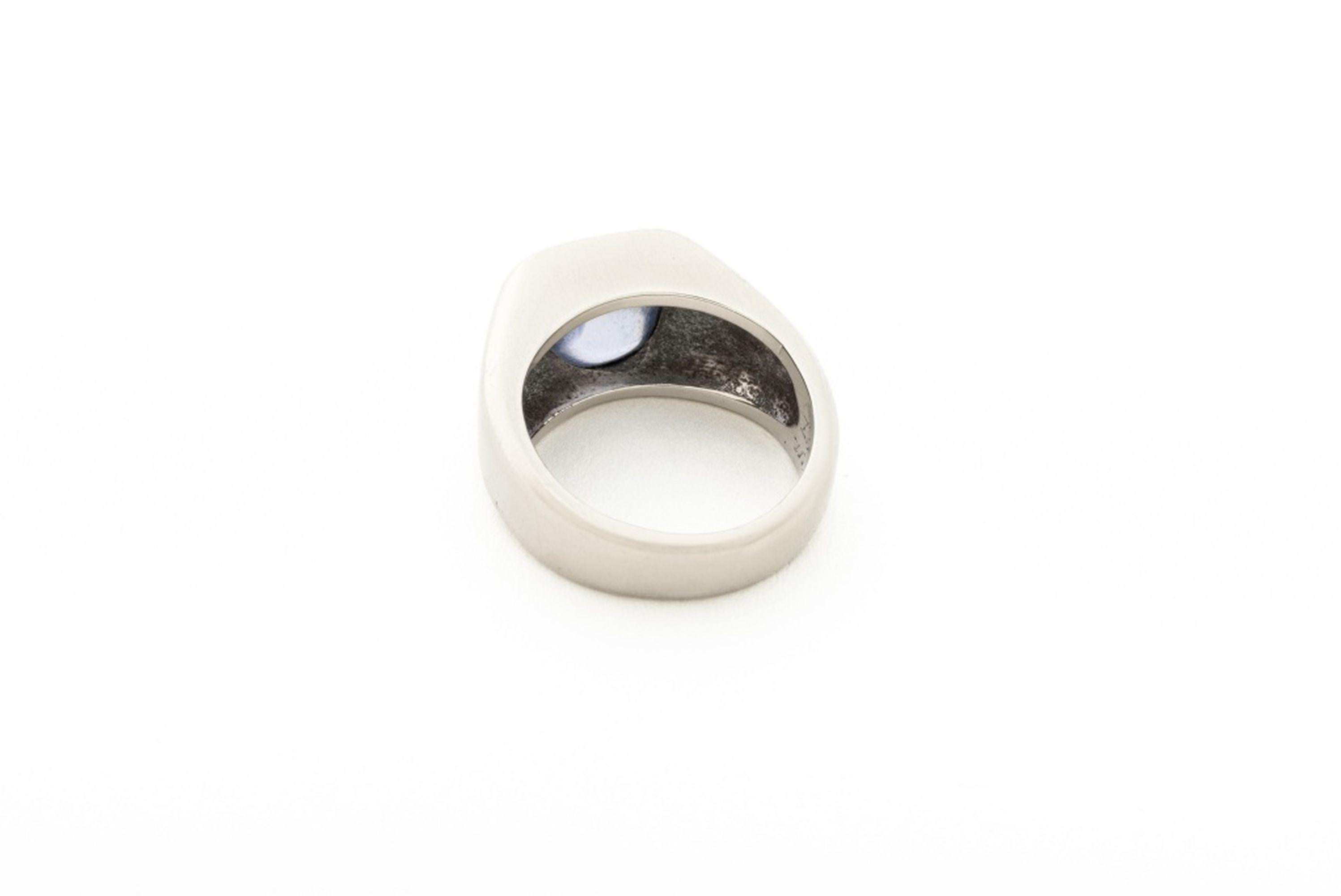 14K White Gold Star Sapphire Ring en Bueno estado para la venta en Queens, NY