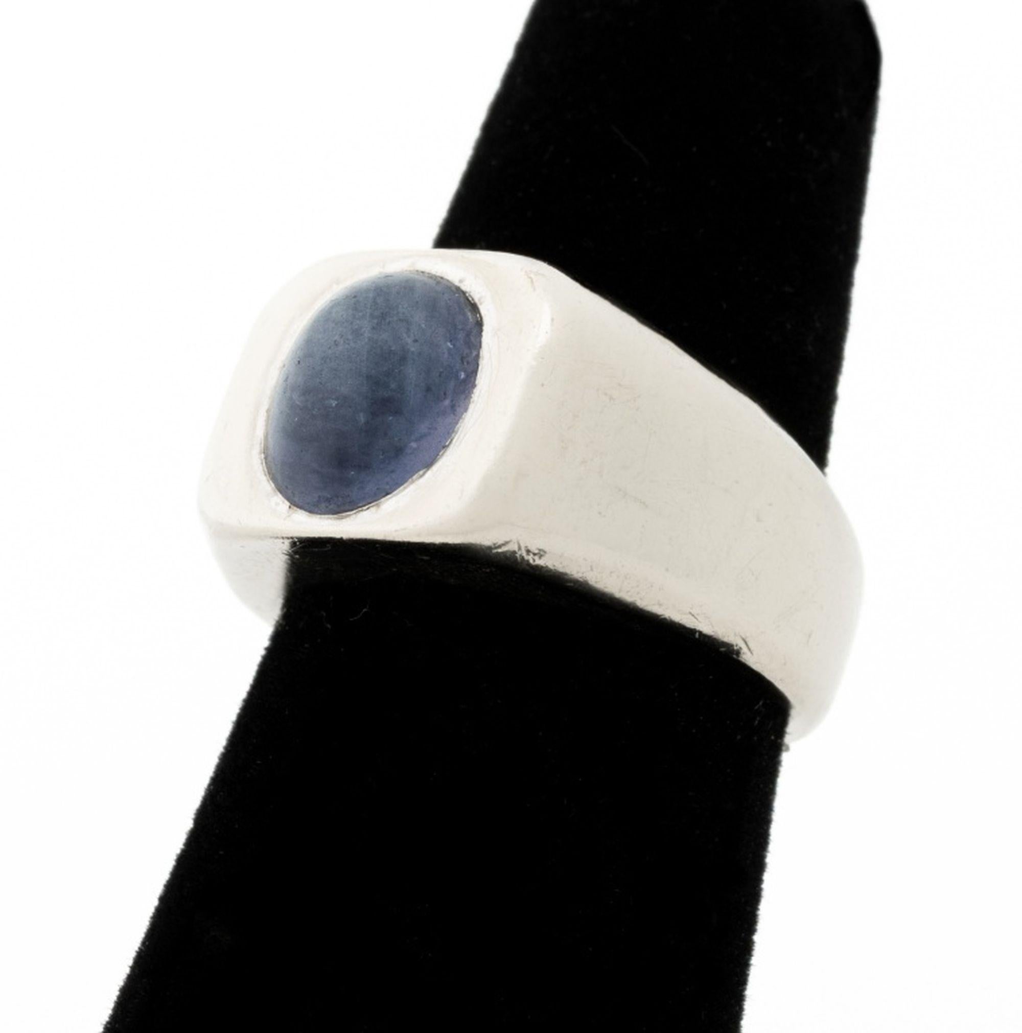 14K White Gold Star Sapphire Ring en venta 1