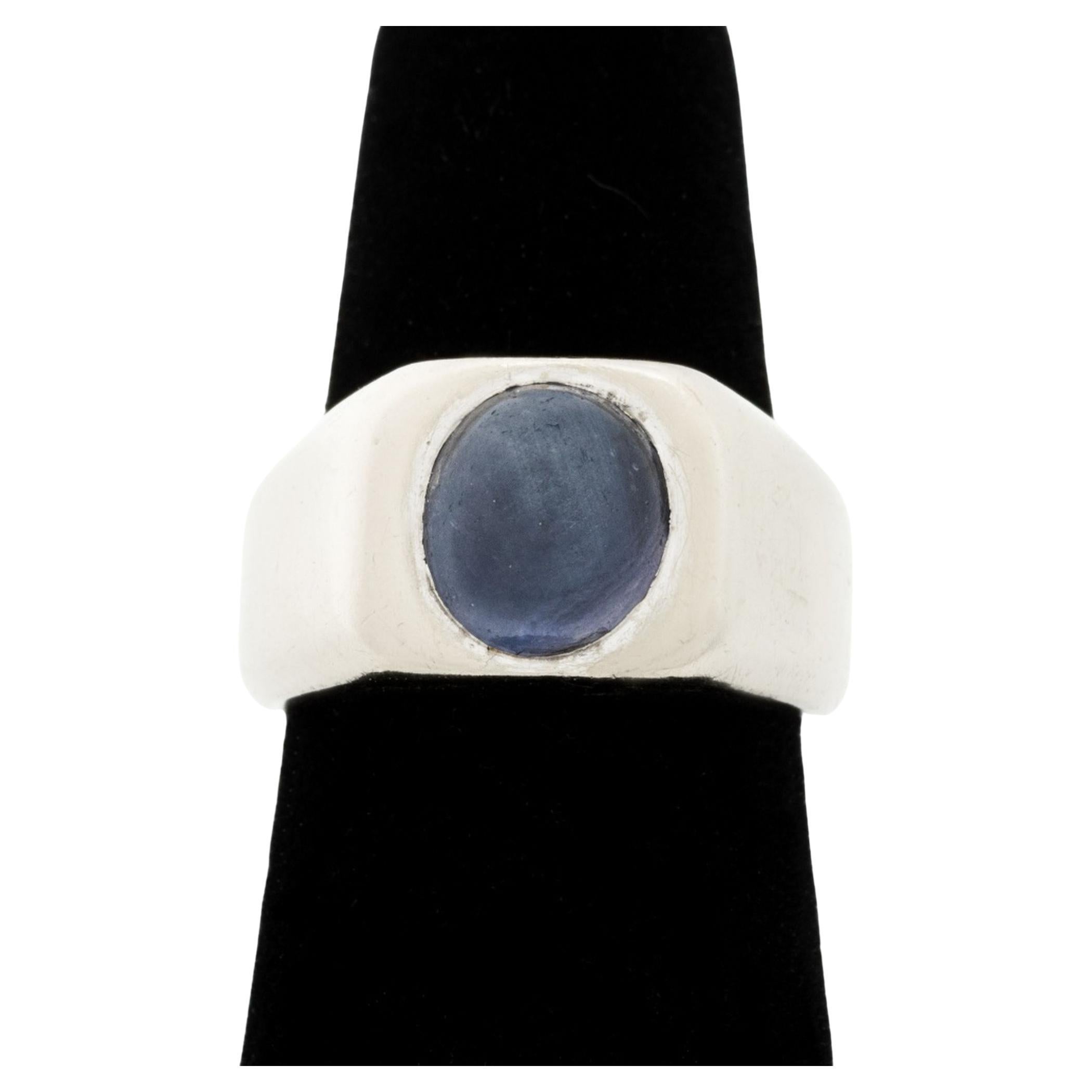 14K White Gold Star Sapphire Ring