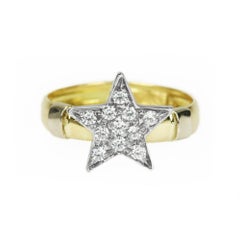 14K White Gold Starburst Diamond Cluster Ring Simple and Dainty Pave Design