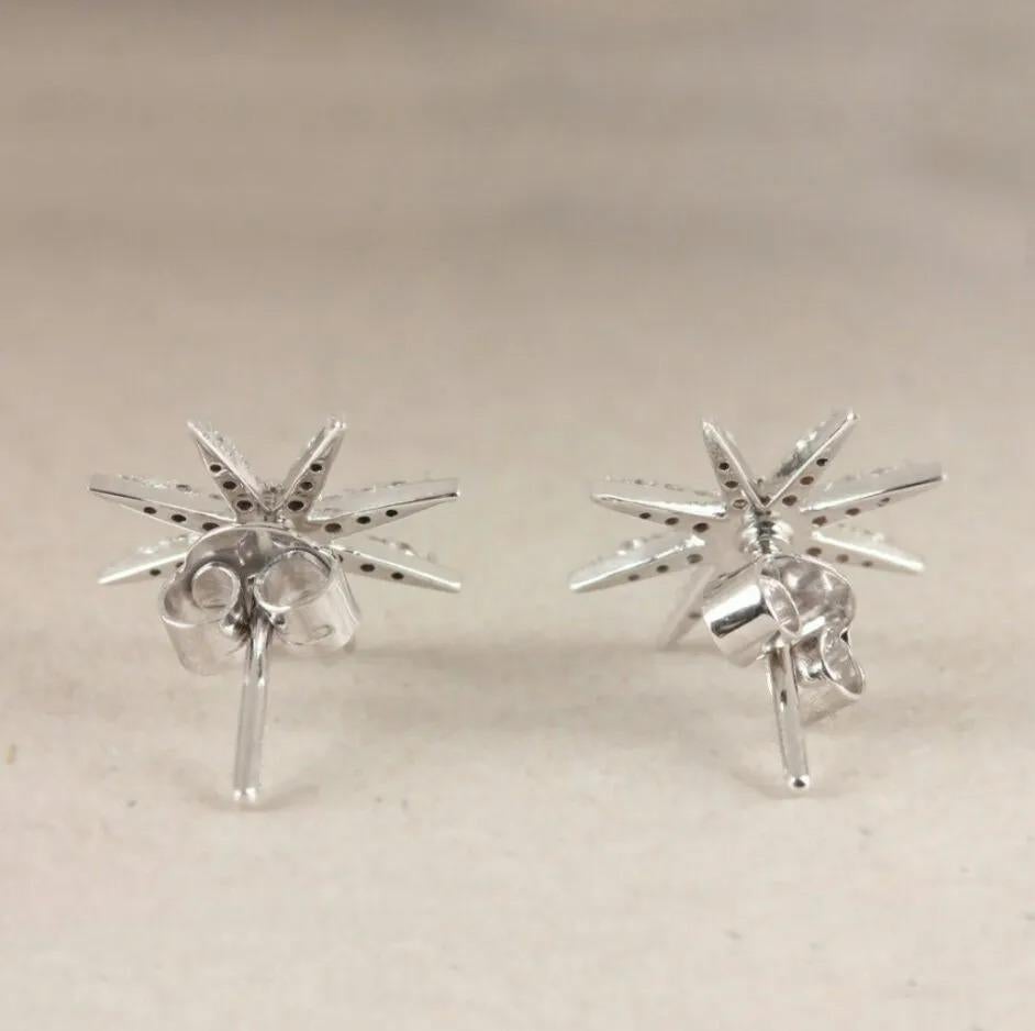 14K White Gold Starburst Stud Earrings Natural Diamond Luxury Jewelry Moms Gift.
Light weight can be worn everyday

Additional information:
Condition: New with tags: A brand-new, unused, and unworn item (including handmade items) in the original