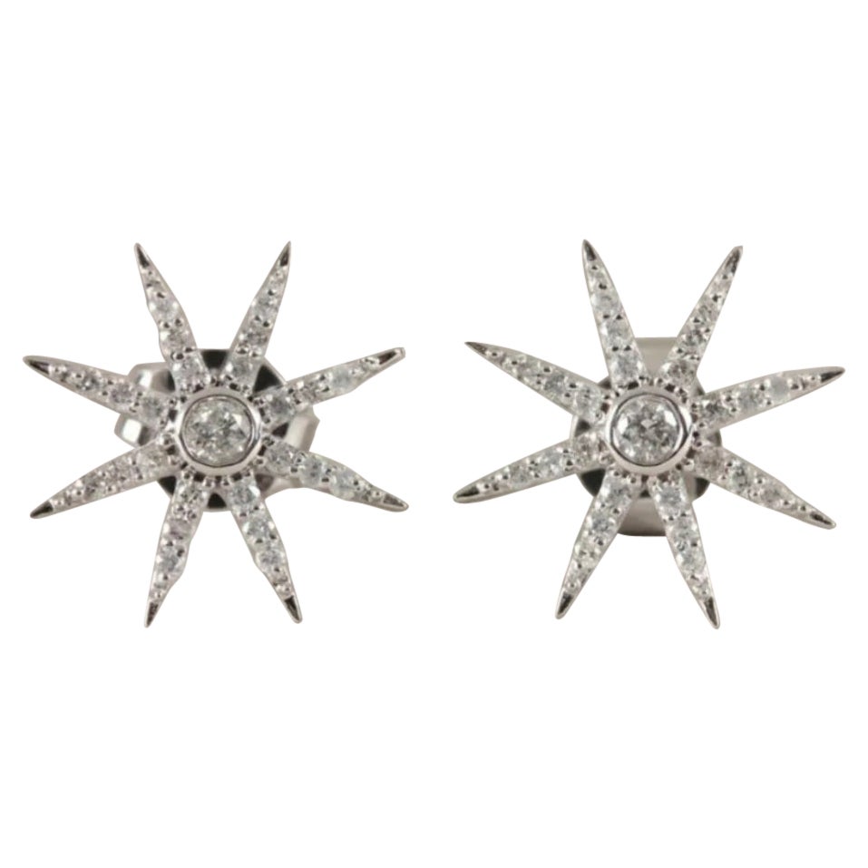 Clous d'oreilles étoile en or blanc 14 carats et diamants naturels, cadeau pour mères de luxe