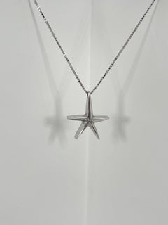 14K White Gold Starfish Pendant Necklace