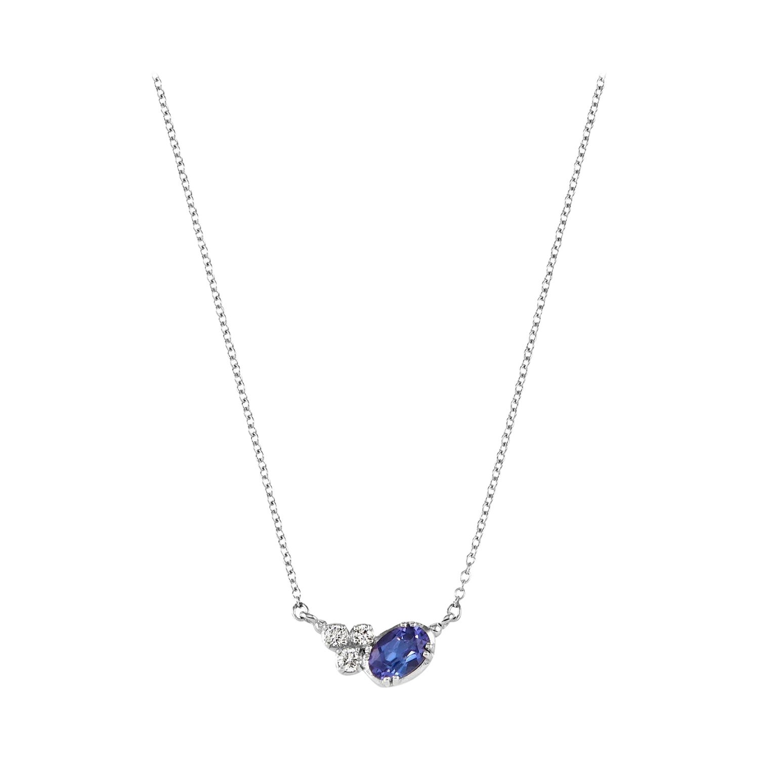 Pendentif Stargazer en or blanc 14 carats avec tanzanite ovale en vente