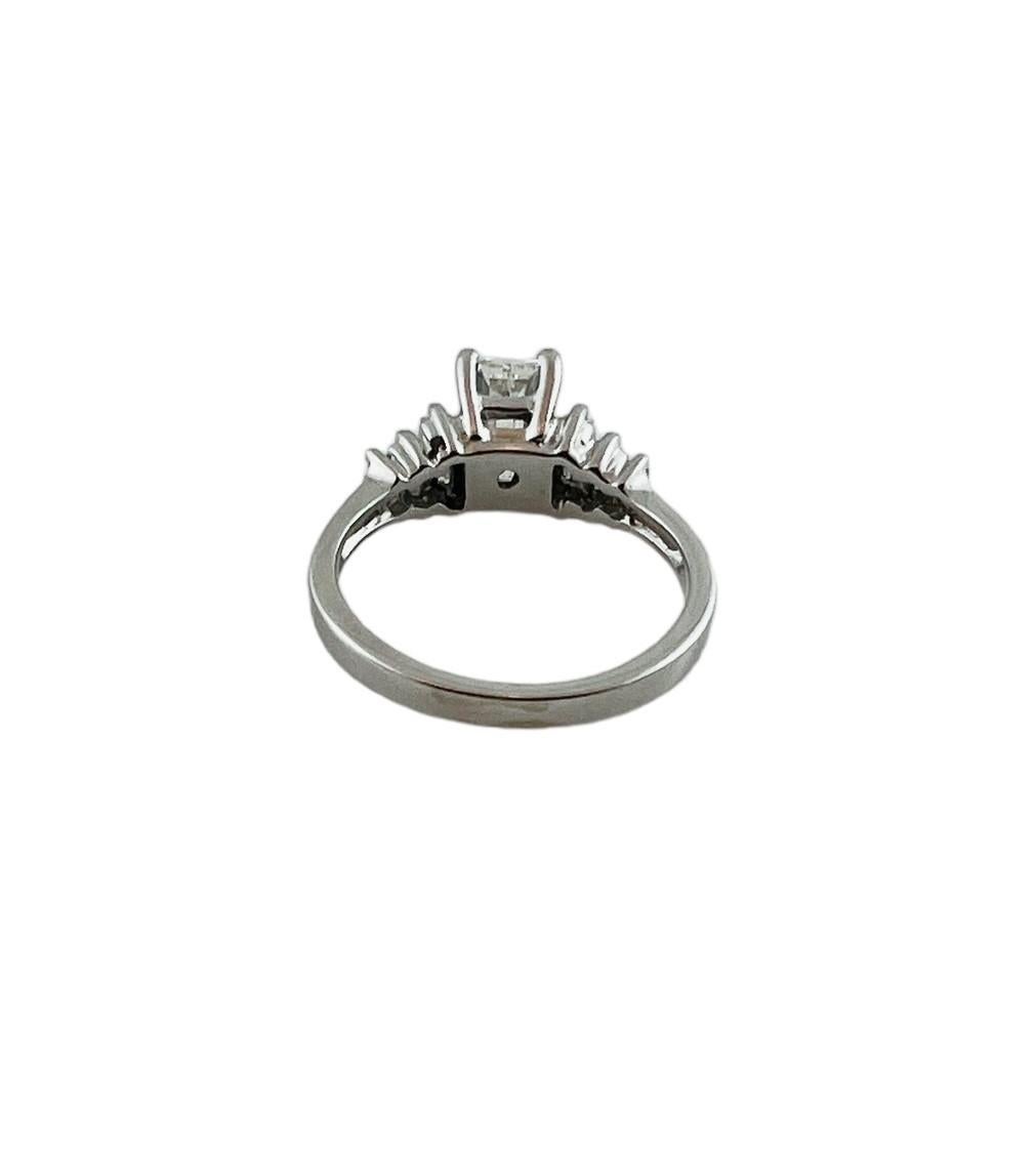 Baguette Cut 14K White Gold Step Design Diamond Engagement Ring Size 5.25-5.5 #16485 For Sale
