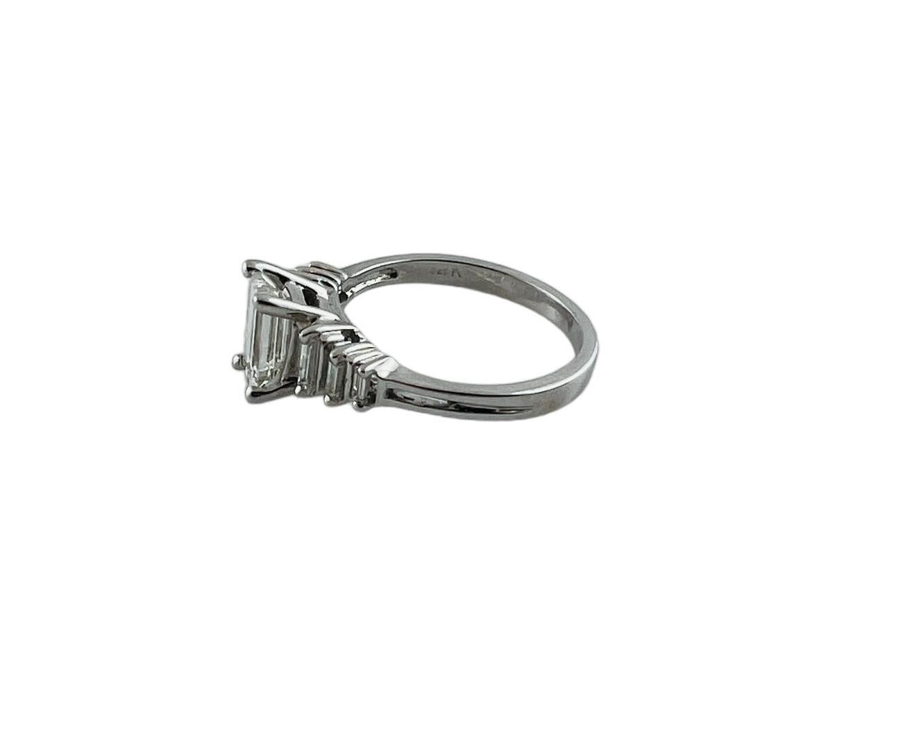 14K White Gold Step Design Diamond Engagement Ring Size 5.25-5.5 #16485 For Sale 1