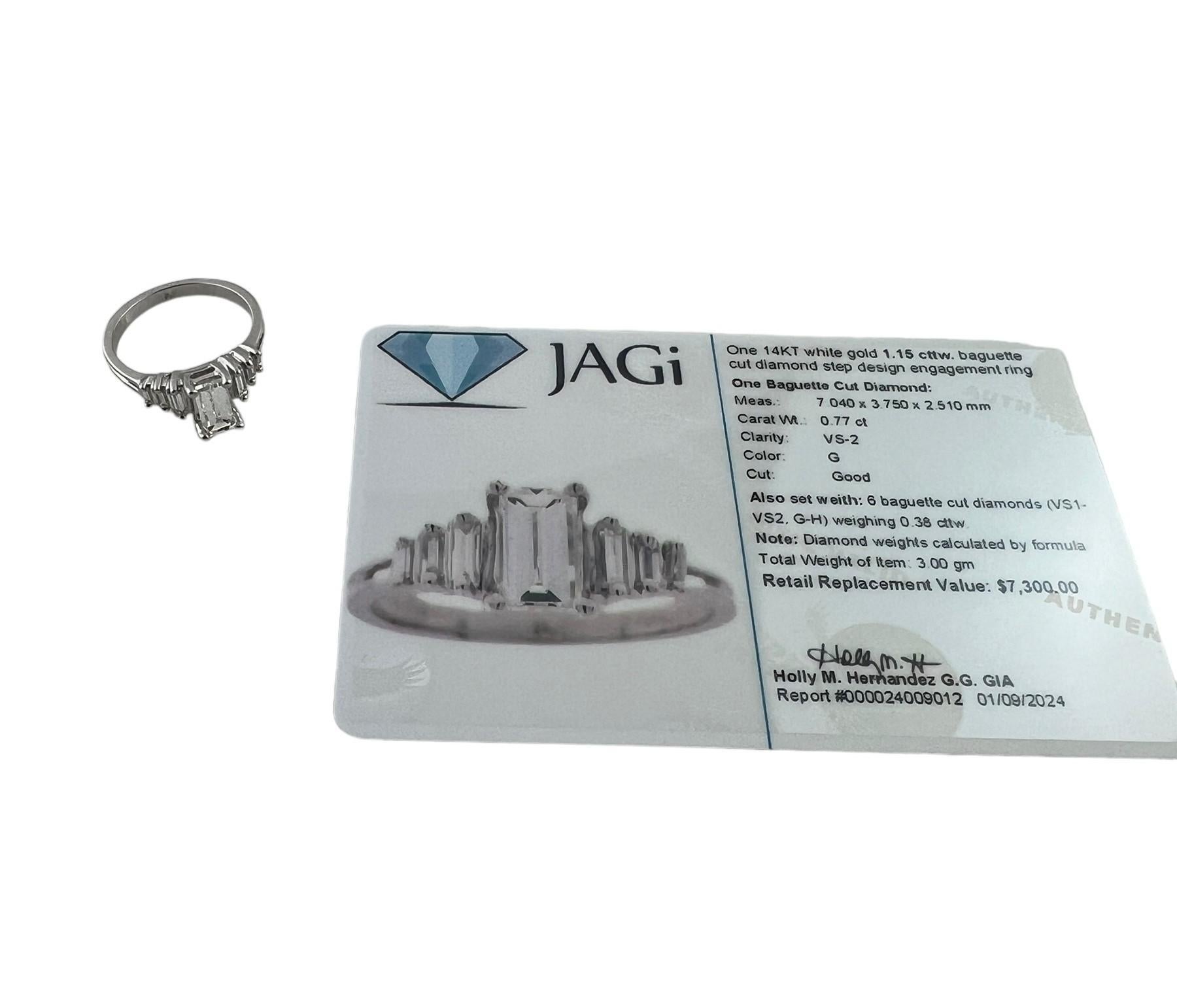 14K White Gold Step Design Diamond Engagement Ring Size 5.25-5.5 #16485 For Sale 3