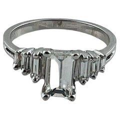 14K White Gold Step Design Diamond Engagement Ring Size 5.25-5.5 #16485