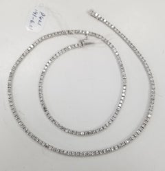 14 Karat Weißgold gerades Diamant-Tennisarmband 6,01 Karat