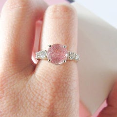 14 Karat White Gold Strawberry Quartz and Topaz Ring