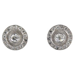 Orecchini in oro bianco 14k con diamanti Old Mine e Brilliante da 1,50 ct.