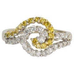 14K White Gold Swirl Design Diamond Ring 0.50ct