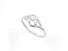 14K White Gold Swirl Diamond Cluster Ring