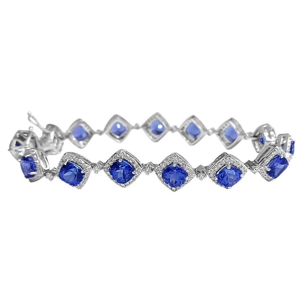 14K White Gold Tanzanite and Diamond Bracelet. Style# BR7141