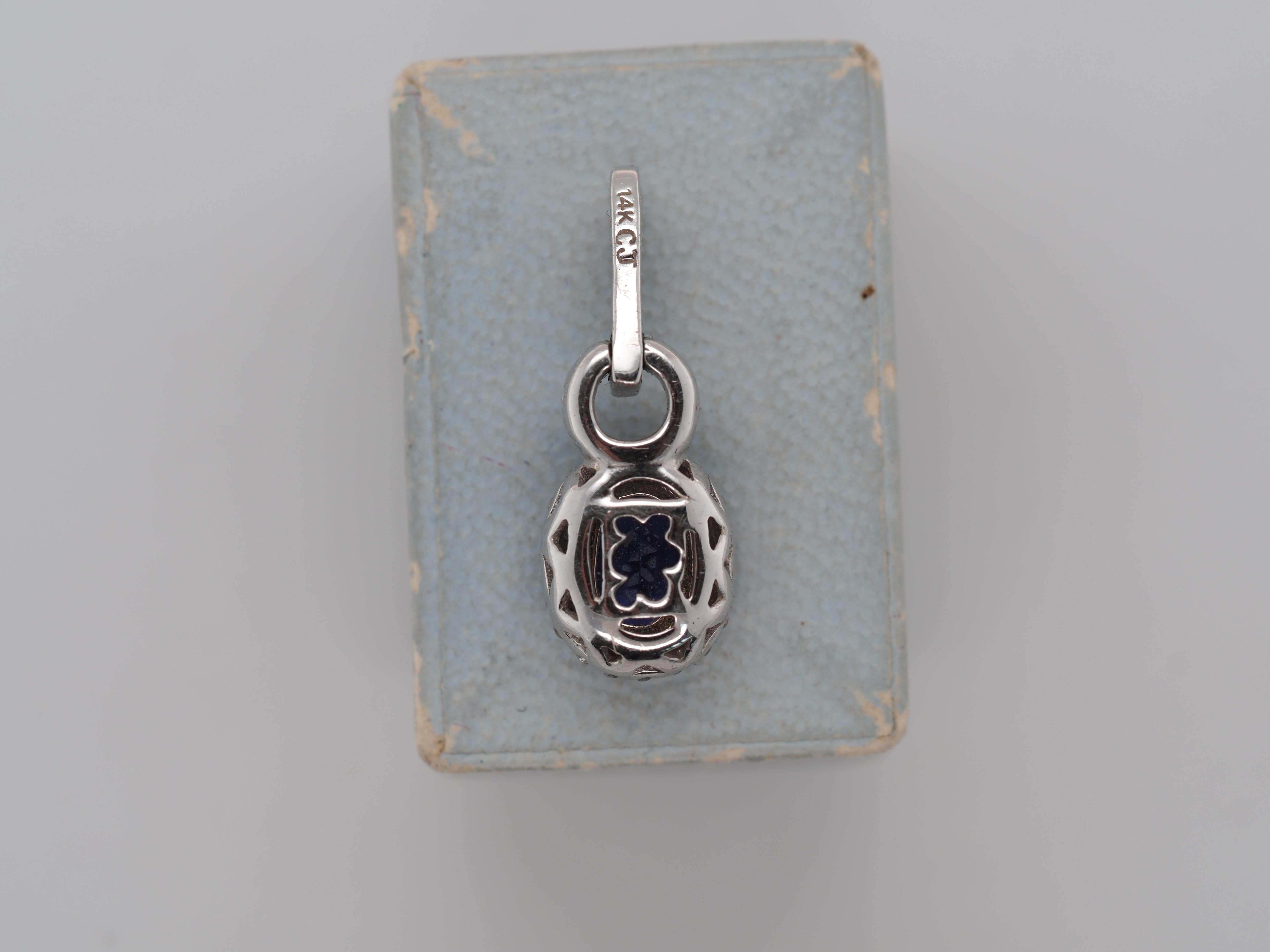 Taglio rotondo Ciondolo a raggiera in oro bianco 14k con tanzanite e diamanti in vendita