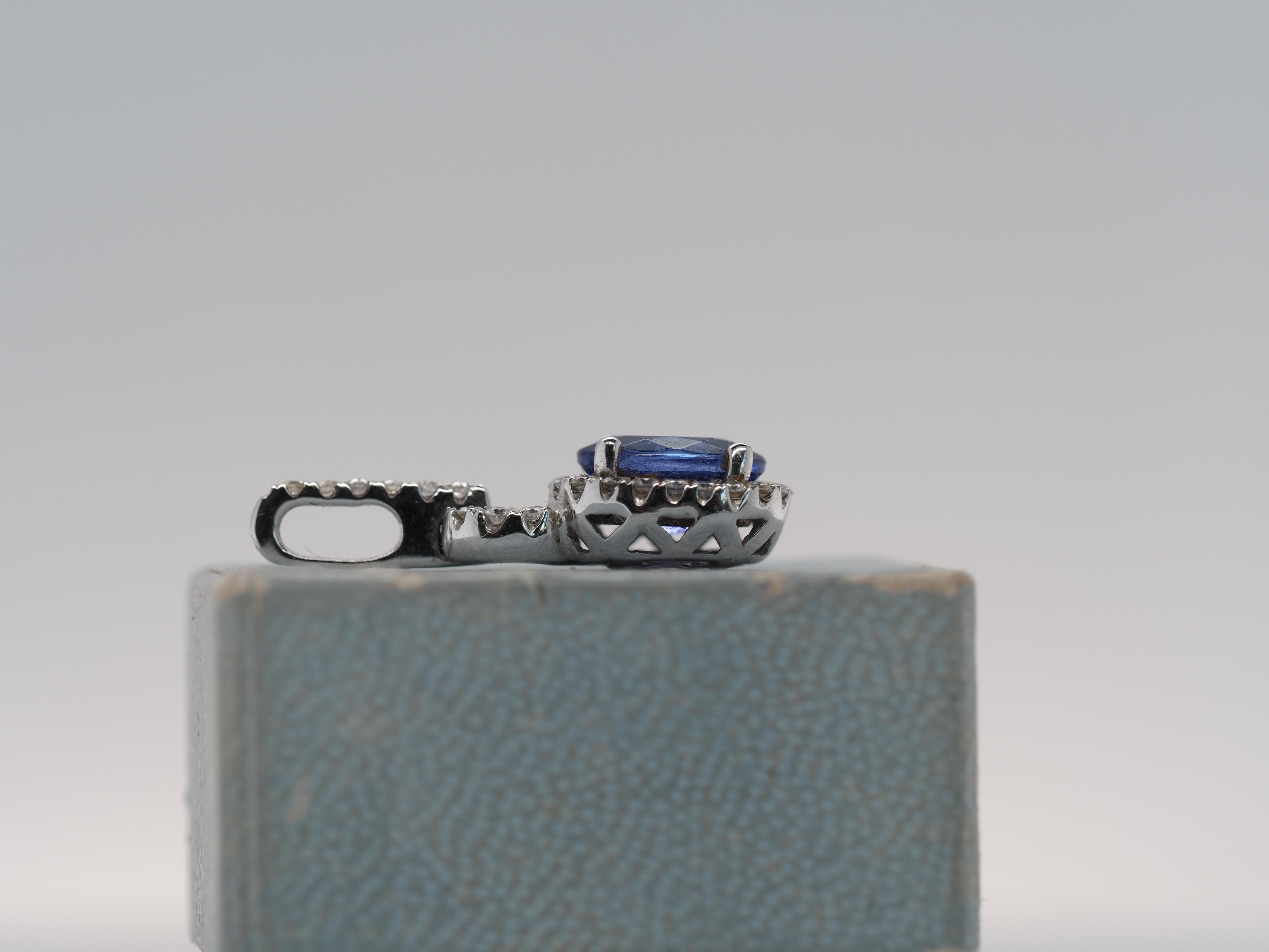 da uomo o donna Ciondolo a raggiera in oro bianco 14k con tanzanite e diamanti in vendita