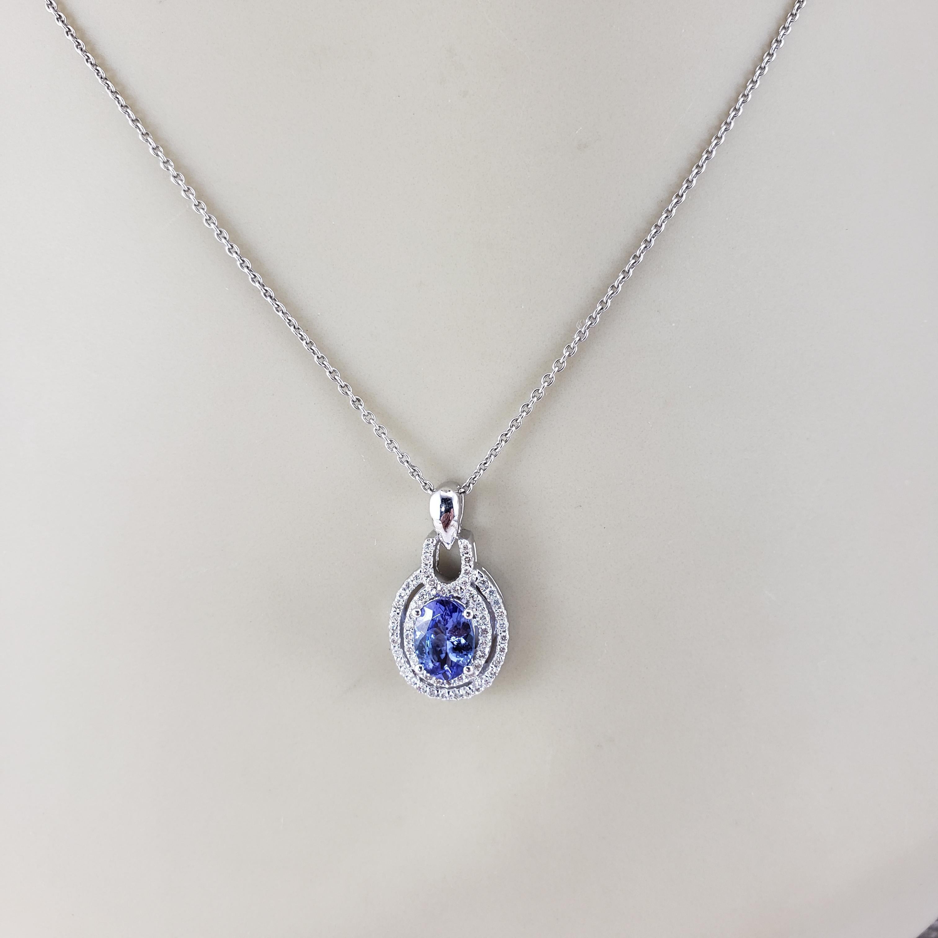 Ciondolo in oro bianco 14K con tanzanite e diamanti  #18548 in vendita 1