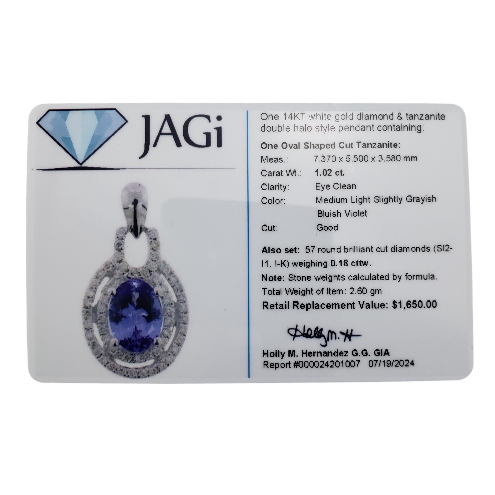 Ciondolo in oro bianco 14K con tanzanite e diamanti  #18548 in vendita 2