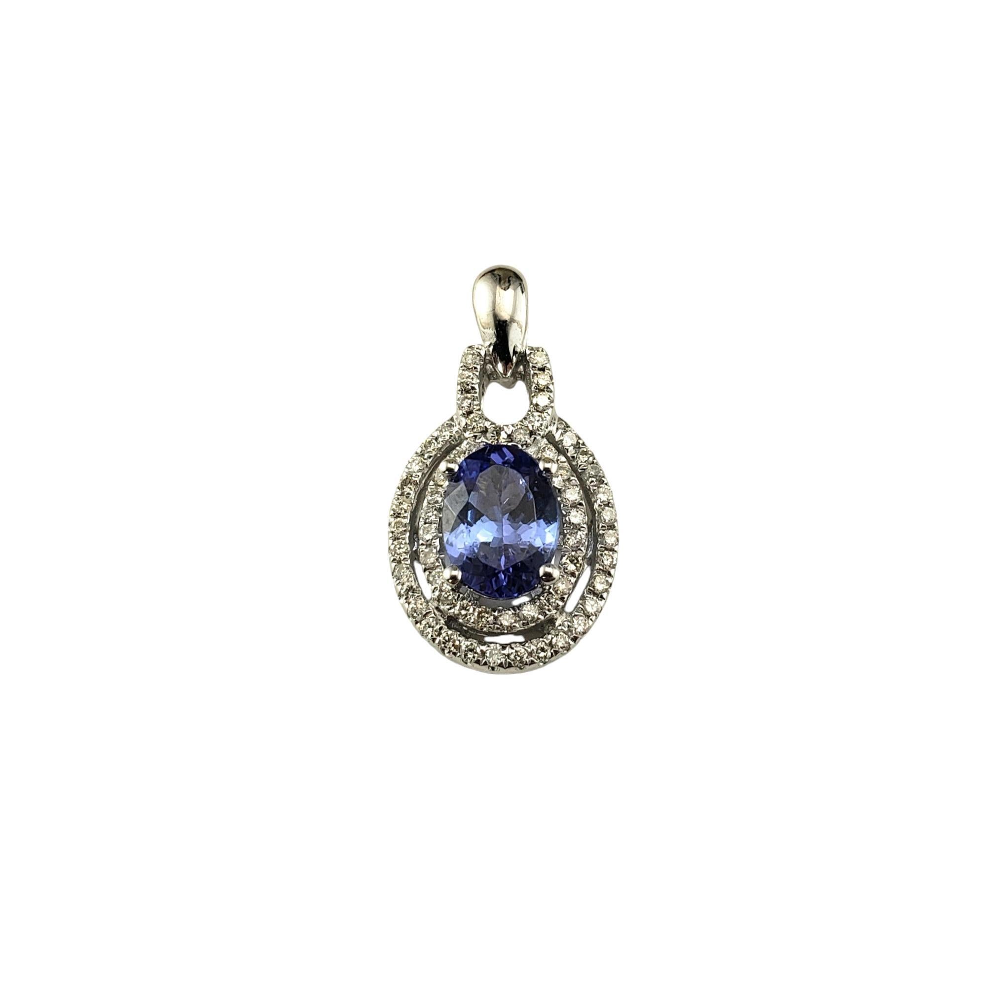14K White Gold Tanzanite and Diamond Pendant  #18548