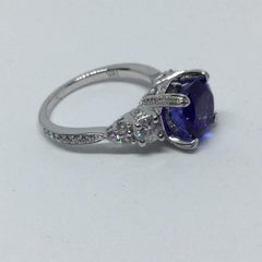 14 Karat White Gold Tanzanite and Diamond Ring