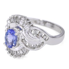 14k White Gold Tanzanite and Diamond Ring