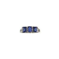 14K White Gold Tanzanite and Diamond Ring Size 7 Certified #21767