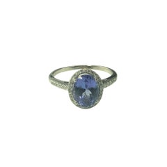 14K White Gold Tanzanite and Diamond Ring Size 8.25-8.5 JAGi Certified #22653