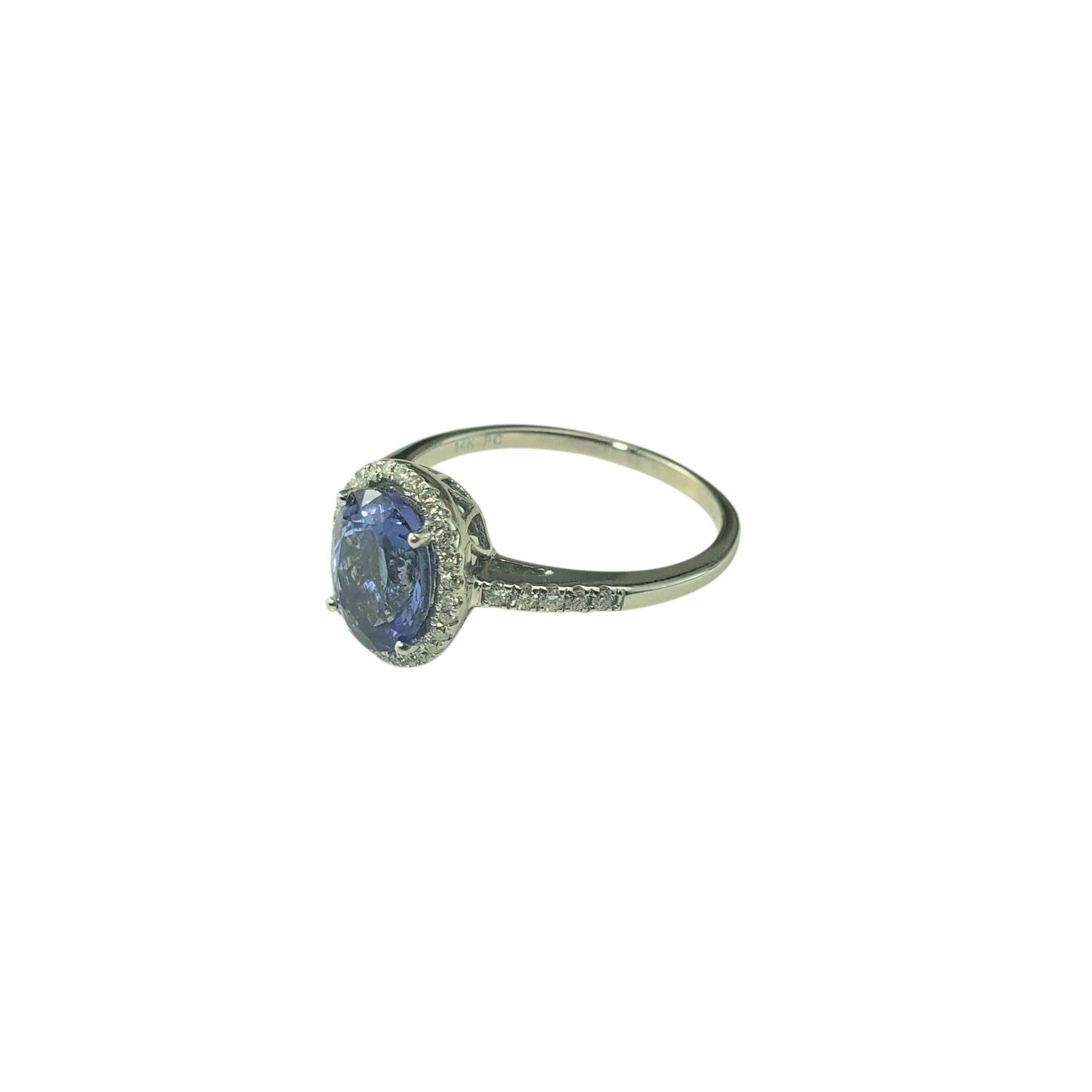 Taglio ovale 14K White Gold Tanzanite and Diamond Ring Size 8.25-8.5 JAGi Certified #22653 in vendita