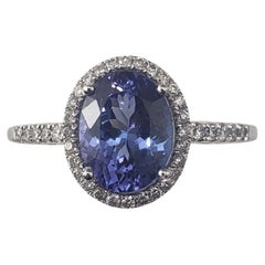 14K White Gold Tanzanite and Diamond Ring Size 8.25-8.5 JAGi Certified #22653