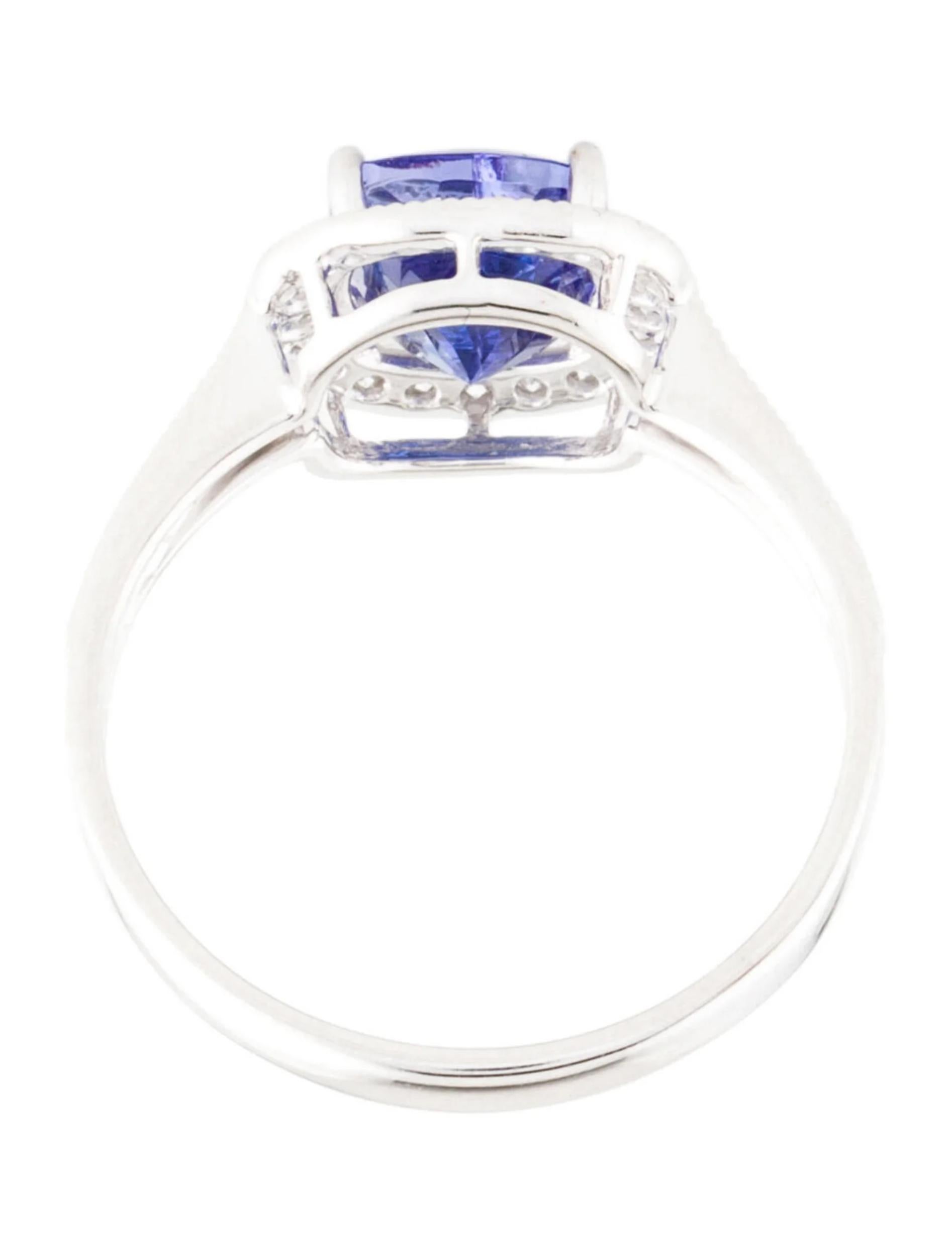 Women's Luxurious 14K 1.80ct Tanzanite & Diamond Cocktail Ring, Size 6.75 - Elegant For Sale