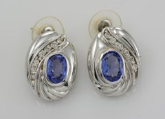 14K White Gold Tanzanite & Diamond Earrings 9.7g