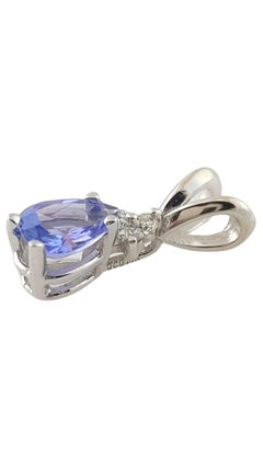 14K White Gold Tanzanite & Diamond Pendant #16418