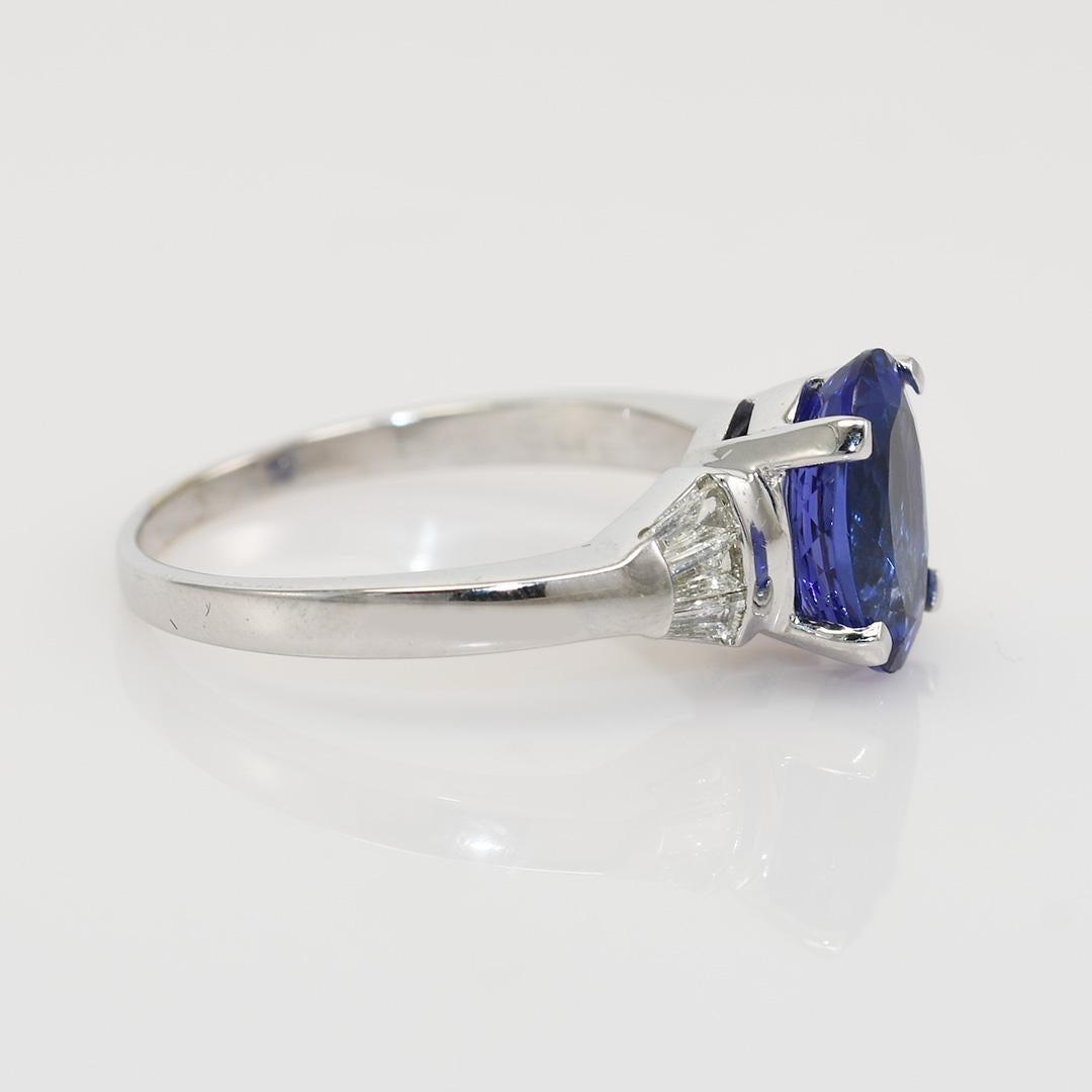Oval Cut 14K White Gold Tanzanite & Diamond Ring, 3.00ct, .30tdw For Sale