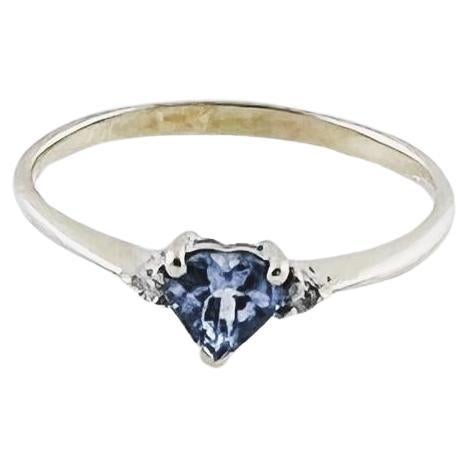 14K White Gold Tanzanite Heart Ring Size 6.5 #15942 For Sale