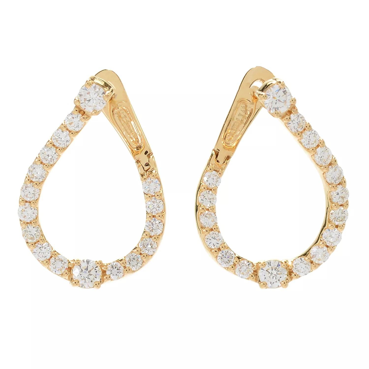  Boucles d'oreilles en or blanc 14K avec diamants en forme de goutte 1.09ct Pour femmes en vente