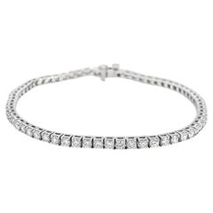 14k White Gold Tennis Bracelet with 4CT of Natural Full Brilliant Cut Diamonds 