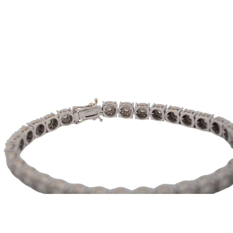 Taille brillant Bracelet tennis en or blanc 14 carats avec diamants naturels en vente