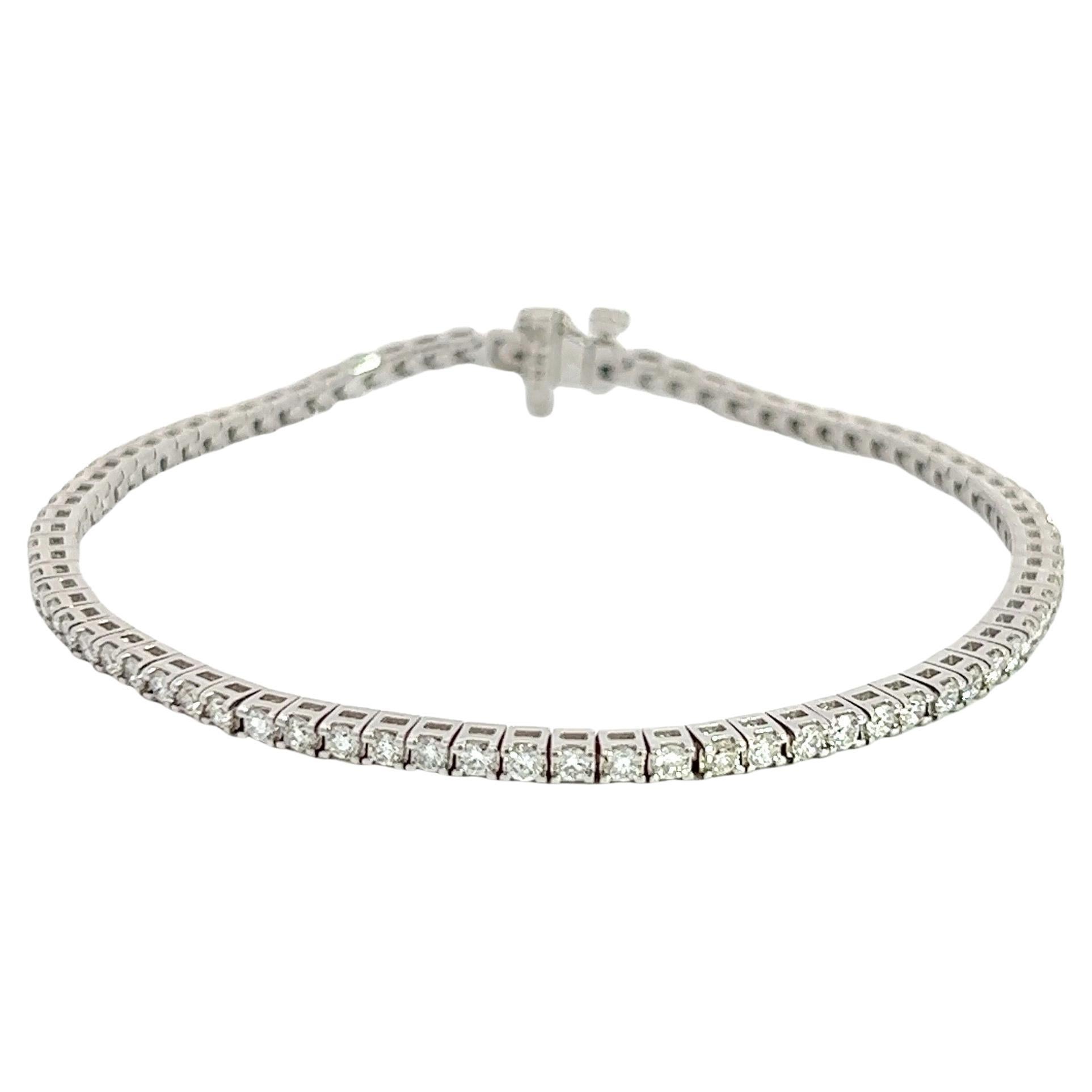 14k Wei�ßgold-Tennisarmband mit natürlichen Vollschliff- G/H Vs/Si1 - 2ct im Angebot