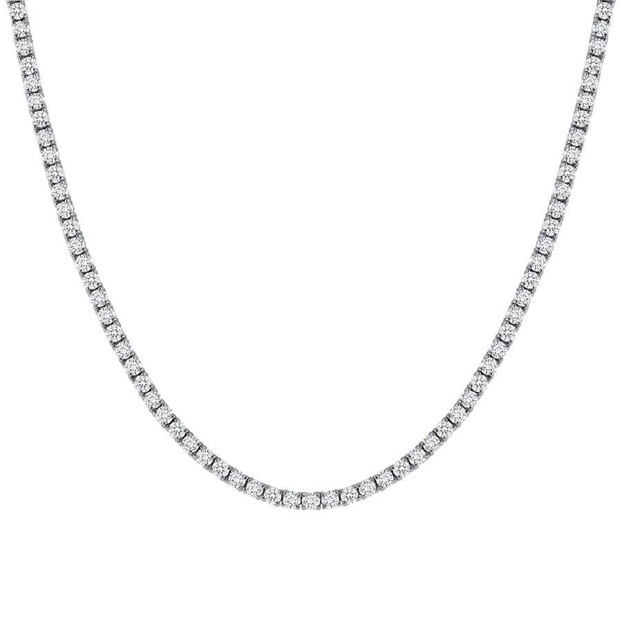 This diamond tennis necklace features beautifully cut round diamonds set gorgeously in 14k gold.

Metal: 14k Gold
Diamond Cut: Round Natural (Not Lab Grown or Moissanite) 
Total Diamond Carats: 20 Carats (each diamond approx .20 of a carat)
Diamond