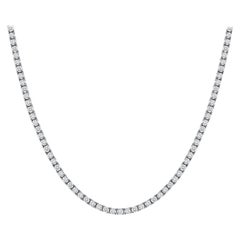 14k White Gold Tennis Necklace. 20 Carats F-G Color Vs Clarity, 20 Inches