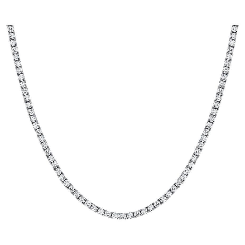 14k White Gold Tennis Necklace, 20 Carats F-G Color Vs Clarity