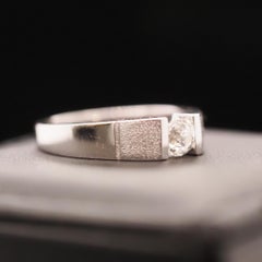 14K White Gold Tension Set Old Mine Cut Diamond Ring