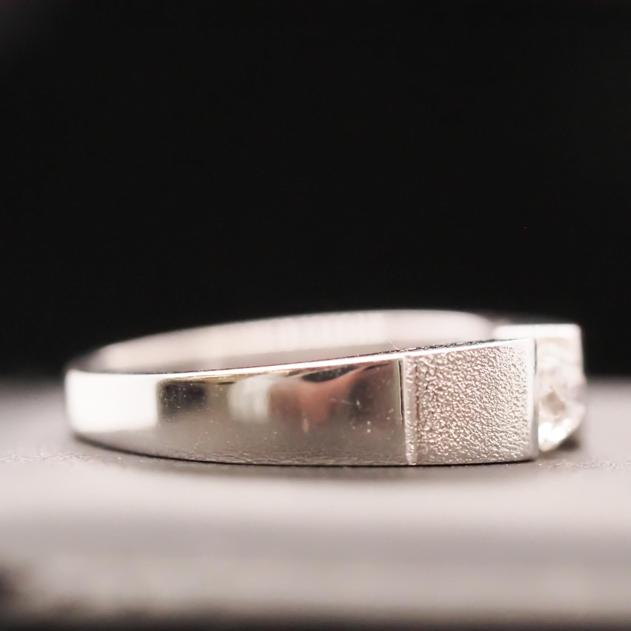 Women's 14K White Gold Tension Set Old Mine Cut Diamond Ring For Sale