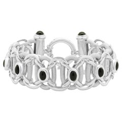 Armband aus 14 Karat Weißgold mit strukturiertem und Onyx