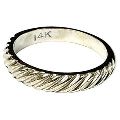 14K White Gold Textured Band Ring