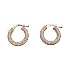14K White Gold Textured Snake Skin Hoop Earrings #17942